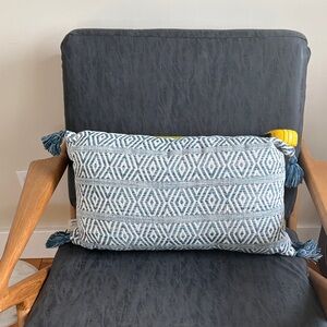 Diamond Patterned Blue and White Accent Pillow